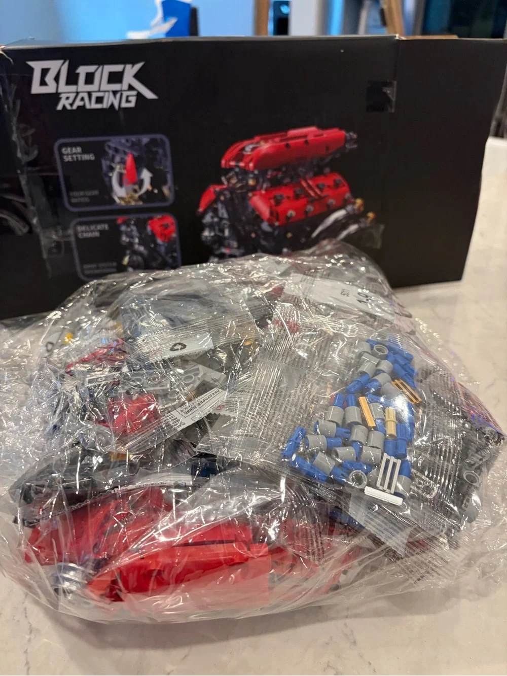 Bentom USA Red V8 Engine Building Block Model Kit – Working Engine Design